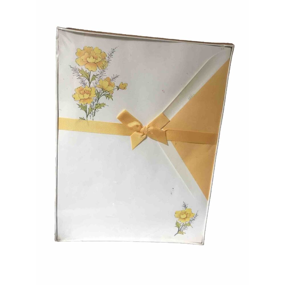 Whiting's Vintage Yellow Floral Stationary 30 sheets/20 Envelopes. NO. 35000 USA